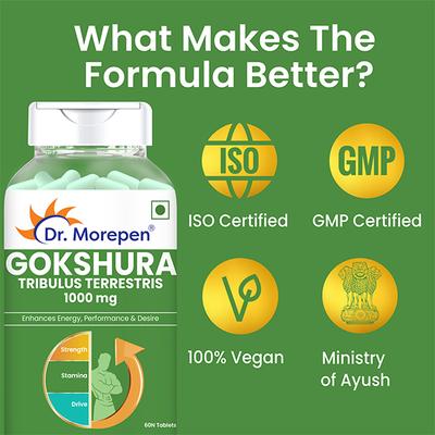 Dr. Morepen Gokshura 1000 mg Tablet 60's - Speciality Medicines