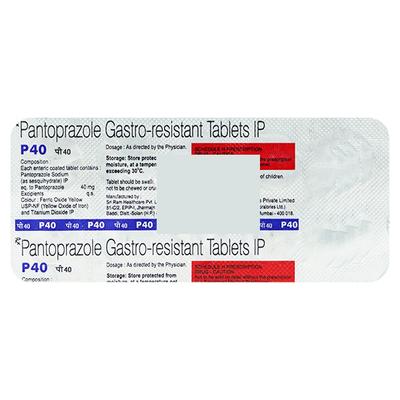 P 40mg Tablet 10's - Ulcer/Reflux/Flatulence-Aaa