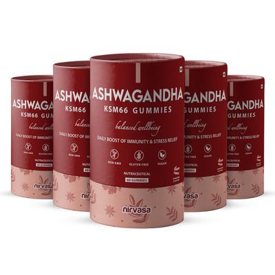 Nirvasa Ashwagandha KSM 66 Gummies (Pack of 5 x 60's) 1's - Sexual Care