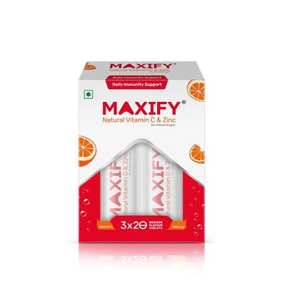 Maxify Natural Vitamin C & Zinc Effervescent Tablet (Pack of 3 x 20's) - Multi-Vitamins