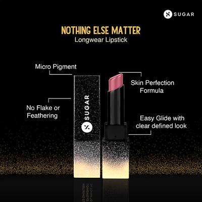 SUGAR Cosmetics Nothing Else Matter Longwear Lipstick - 24 Rose Call (Nude Rose) 3.5 gm - Lipsticks