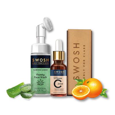 Swosh Combo (Foaming Face Wash - Aloevera & Neem 100 ml + Natural Vitamin C Face Serum 30 ml) - Personal Care (Ayush)