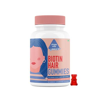 Zinga Vita Biotin Hair Gummies for Women - Strawberry 60's - Hair & Skin