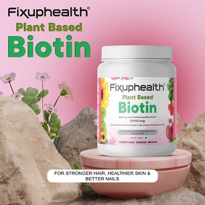 FixUpHealth Plant Based Biotin - Strawberry Flavour 150 gm - Hair & Skin