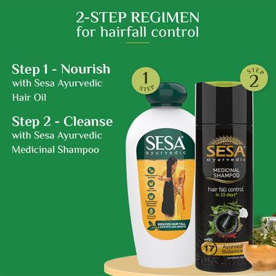 Sesa Hair Combo Pack (Sesa Ayurvedic Oil 200 ml + Sesa Ayurvedic Medicinal Shampoo 200 ml) - Personal Care (Ayush)