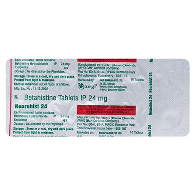 NEUROHIST 24 Tablet 10's - Vertigo-Ant