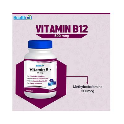 HealthVit Vitamin B12 500 mcg Tablets 60's - Multi-Vitamins