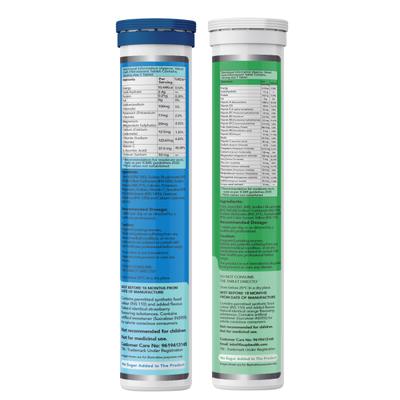 FixUpHealth Electrolytes Effervescent Tablet - Lemon Flavour & FixUpHealth Multivitamins and Multiminerals Effervescent Tablet - Orange Flavour 20s 1's - General Health