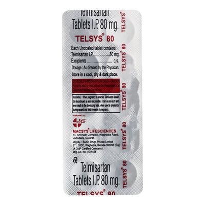 TELSYS 80mg Tablet 10's - Hypertension-Ang
