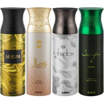 Ajmal Aurum & Wisal & Shahdow Homme & Sacrificeiihim Deodorant Spray- For Men (Pack Of 4) 200 ml - Men Perfumes (Edt/Edp)