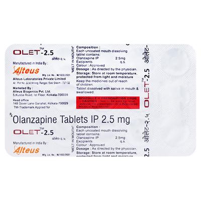 OLET 2.5mg Tablet 15's - Schizophrenia-Aps