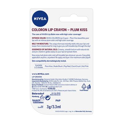 Nivea Coloron Lip Crayon - Plum Kiss 3 gm - Lip Balms