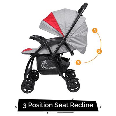 R for Rabbit Sugar Pop Baby Stroller - Red Grey - Baby Safety
