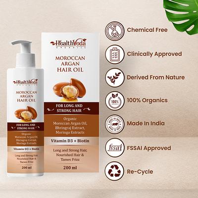 Health Veda Moroccan Argan Hair Oil 200 ml - Hair Oils