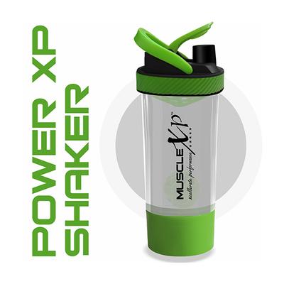 MuscleXP Power XP Gym Shaker - Transparent & Green 700 ml - Workout Essentials