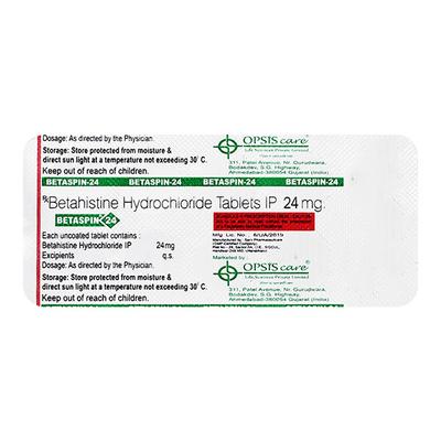 BETASPIN 24mg Tablet 10's - Vertigo-Ant