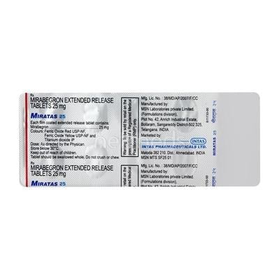 Miratas 25mg Tablet 10'S - Bladder And Prostate Disorders-Dru