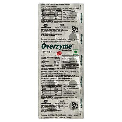 OVERZYME Sugar Free Tablet 10's - Digestion-Dig