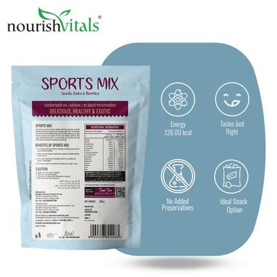 NourishVitals Sports Seeds Nuts & Berries Mix 200 gm - Nutritional Bars