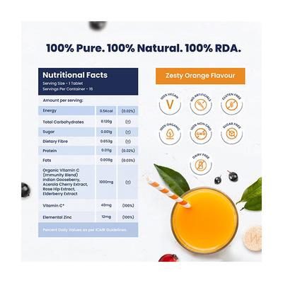 Wellbeing Nutrition Vitamin C + Zinc Effervescent Tablet - Zesty Orange (Pack of 4 x 16's) - Multi-Vitamins