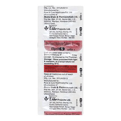 Elpril 5mg Tablet 10'S - Hypertension-ACE