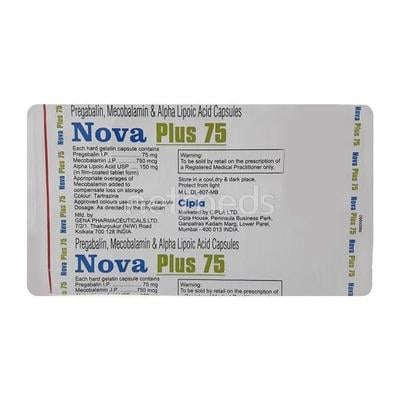 Nova Plus 75mg Capsule 10'S - Neuropathic Pain-Dru