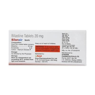 BILANAIR 20mg Tablet 10's - Allergies-Ant