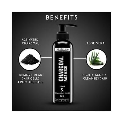 The Real Man Instant Fairness Charcoal Face Wash 200 ml - Face Wash & Cleansers