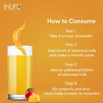 Inlife Nutritional Meal Shake Powder - Mango Flavour 500 gm - Weight Loss