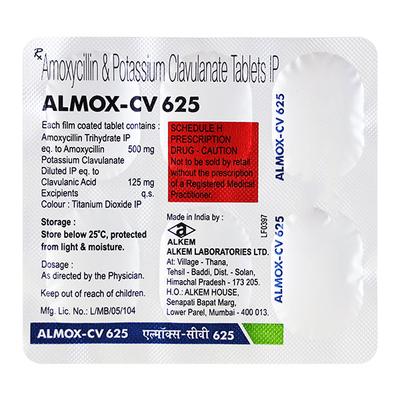 ALMOX CV 625mg Tablet 6's - Bacterial Infections-Pen