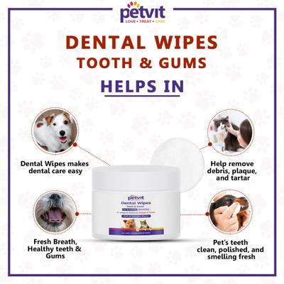 Petvit Dental Wipes - All Breeds of Dogs & Cats 50's - Pet accessories