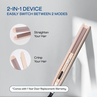 Winston 2 in 1 Hair Straightener & Crimper - Pink - Straighteners