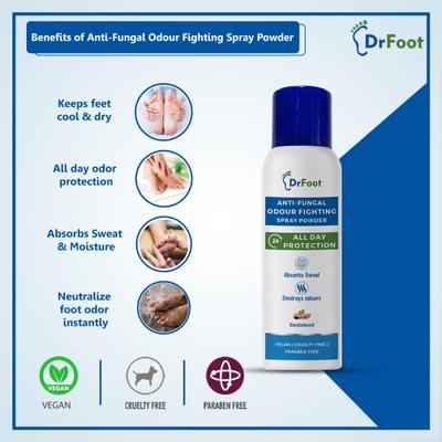 Dr Foot Anti-Fungal Odour Fighting Spray Powder 130 ml - Foot Creams & Lotions