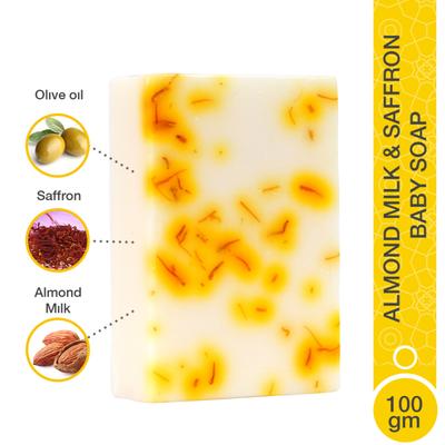 Omved Shishu Mrudu Almond Milk & Saffron Soap - Tender Skin 100 gm - Soaps