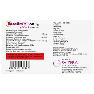 BOOSTIM LB SR 1000mg Tablet 10's - Bacterial Infections-Pen