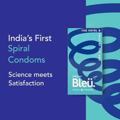 Bleu Spiral Condoms for Men 8's - Plain/Flavoured Condoms