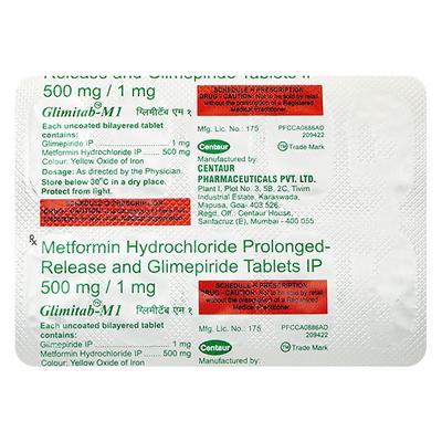 Glimitab M 1mg Tablet 10'S - Diabetes-Ant