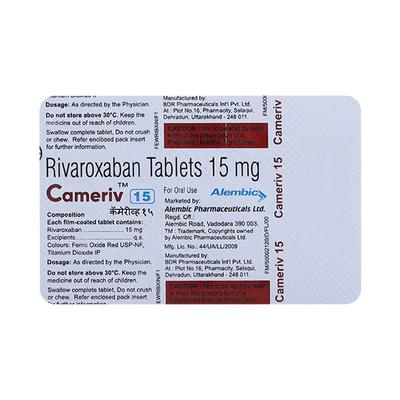 CAMERIV 15 Tablet 14's - Blood Clot-Ant