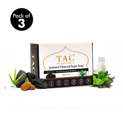TAC The Ayurveda Co. Activated Charcoal Sugar Soap (Pack of 3 x 300 gm) - Personal Care (Ayush)