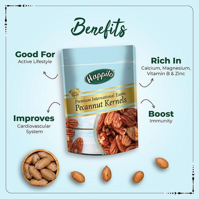Happilo Premium International Exotic Pecannut Kernel Seeds 150 gm - Nutritional Bars