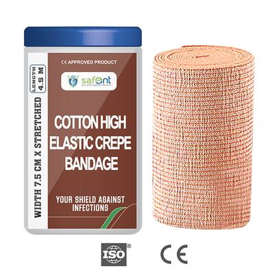 Safent Cotton High Elastic Crepe Bandage (7.5 cm X 4.5 m) - Bandages & Dressings