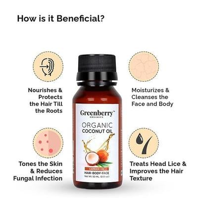 Greenberry Organics Organic Coconut Oil 50 ml - Hair Oils