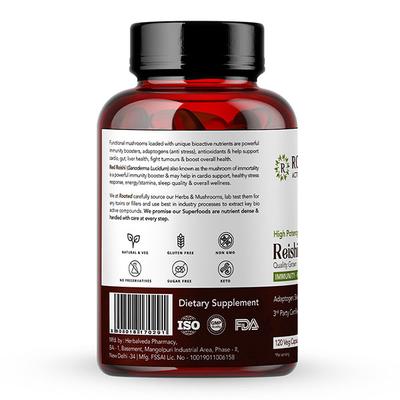 Rooted Active Naturals Reishi Mushroom Veg Capsule 120's - Pure Herbs