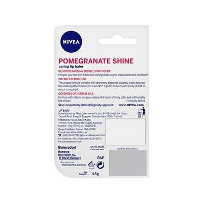 Nivea Pomegranate Shine Lip Balm 4.8 gm - Lip Balms