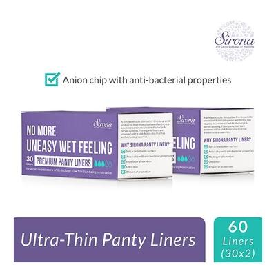 Sirona Ultra-Thin Premium Panty Liners - Regular Flow (Pack of 2 x 30's) - Panty Liners