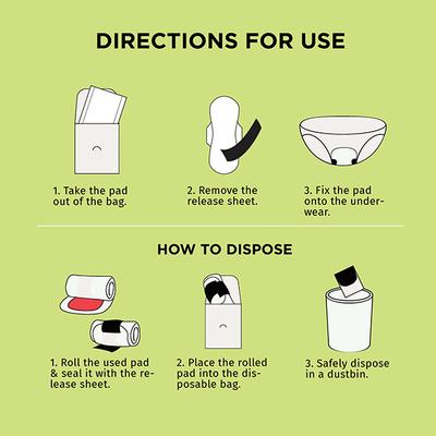 Pee Safe 100% Organic Cotton Biodegradable Sanitary Pads (Regular) 10's - Sanitary Napkins