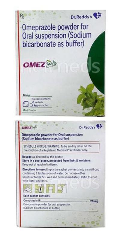 Omez Insta Sachet Powder 10X5.9gm - Ulcer/Reflux/Flatulence-Aaa