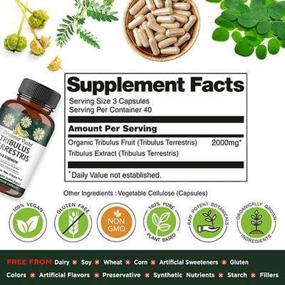 Organic Veda Tribulus Terrestris Extra Strength Veg Capsule 120's - Sexual Healthcare