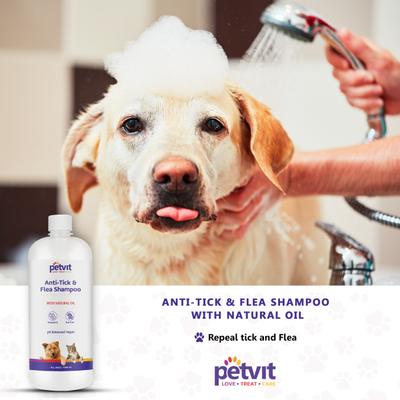 Petvit Anti-Tick & Flea Shampoo - For All Breeds Dogs & Cats 1000 ml - Pet Grooming