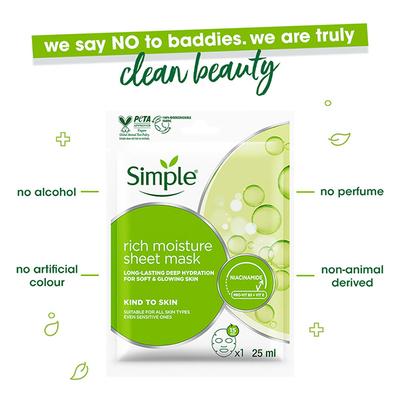 Simple Kind to Skin Rich Moisture Sheet Mask 25 ml - Sheet Masks